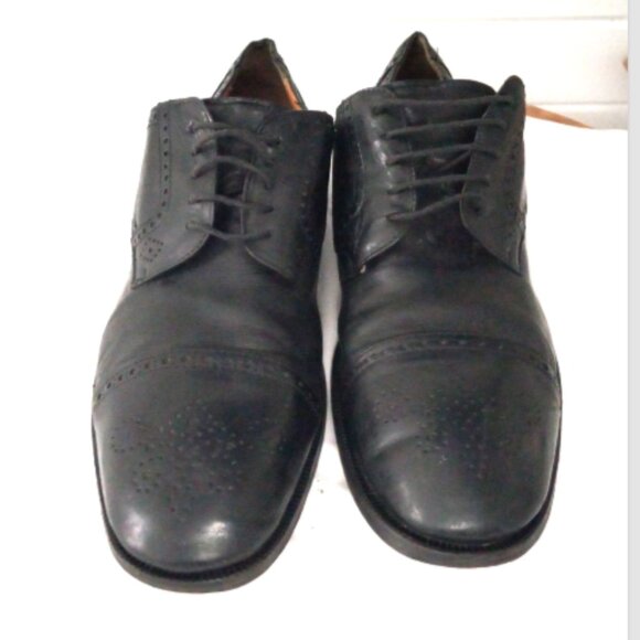Sandro Moscoloni Men’s Wingtip Oxford Shoes Sz 12 Black Leather Lace Up - Picture 13 of 14